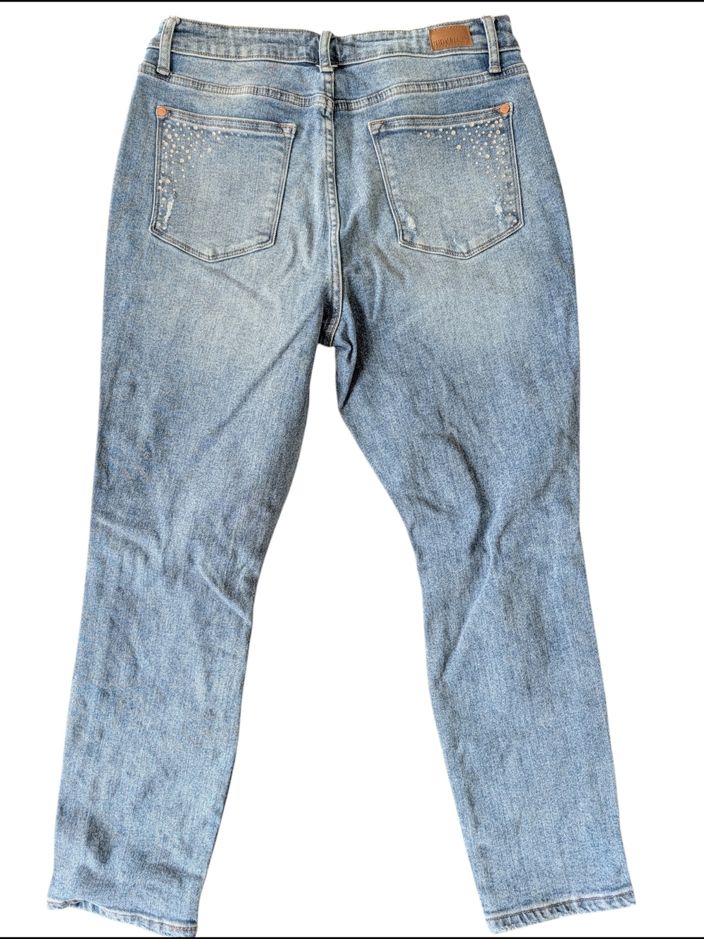 Judy Blue Rhinestone Slim Fit Distressed Jeans Size 13/31 Women's Stretch Denim - Picture 10 of 16